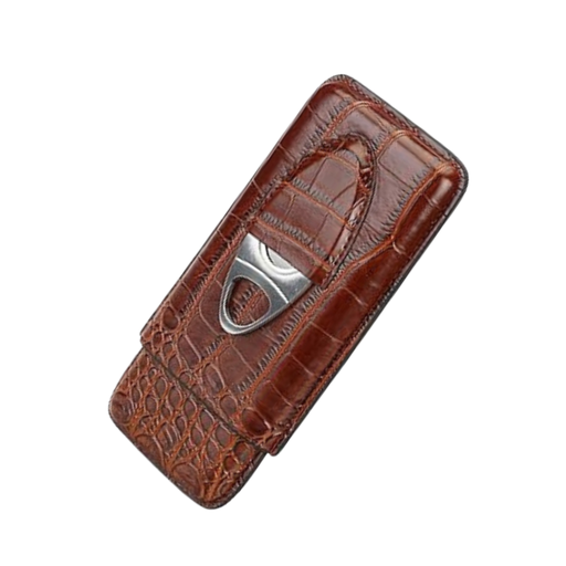 3 Finger Croc Finish Cigar Case with Cutter