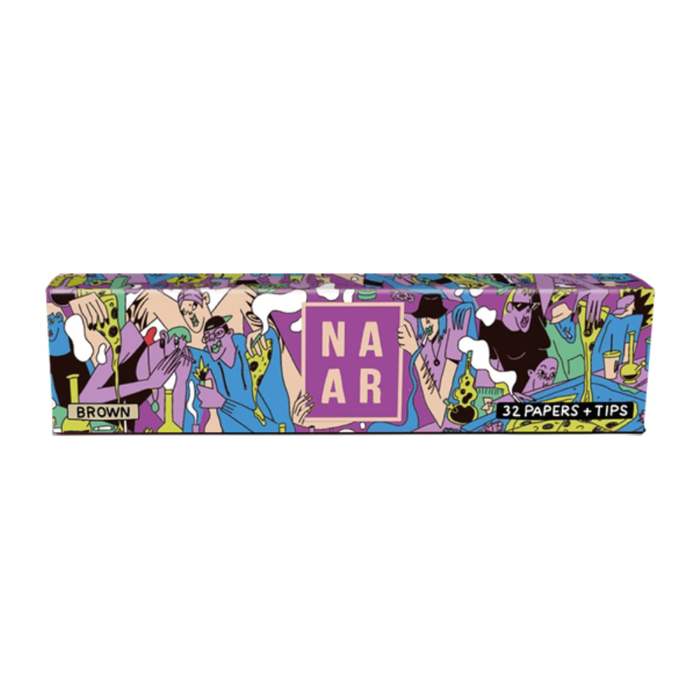 NAAR Munchie Madness King Size Slim Brown Rolling Papers+Tips - 24ct