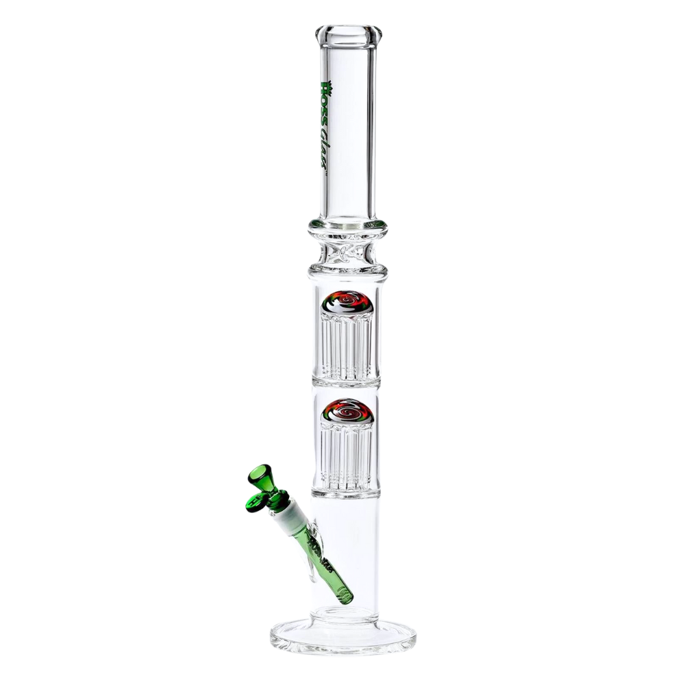 22" Hoss Glass Straight with Double 8 Arm Reversal Percolator