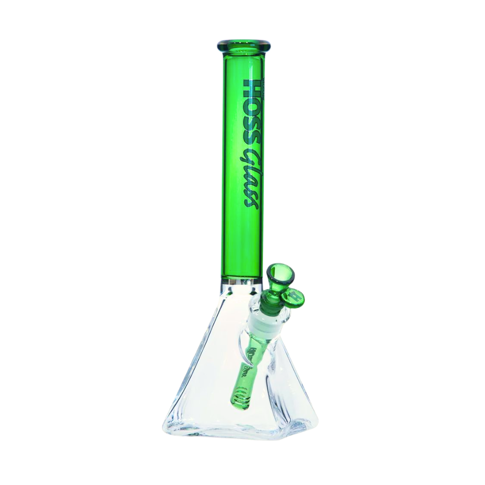 14" Hoss Glass Pyramid Beaker w/ Colored Top Tube