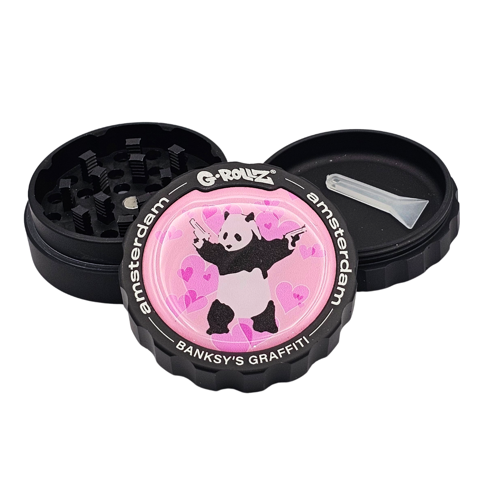 G-Rollz Banksy Graffiti 'Panda Gunnin' 53mm 3pc Metal Grinder - 6ct