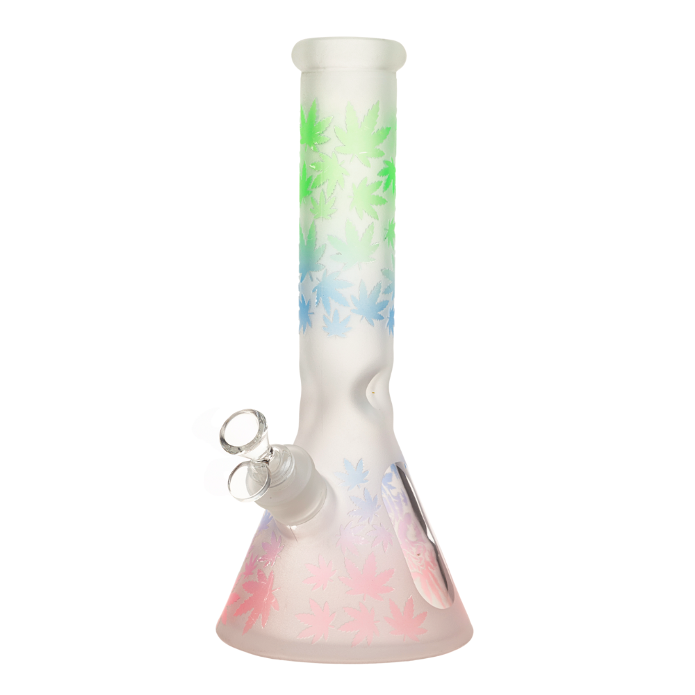 12" 7mm Faded Leaf Glass Bong w/ Gift Box