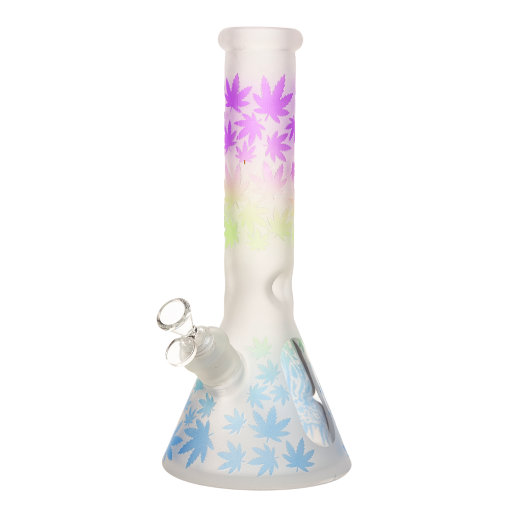 12" 7mm Faded Leaf Glass Bong w/ Gift Box