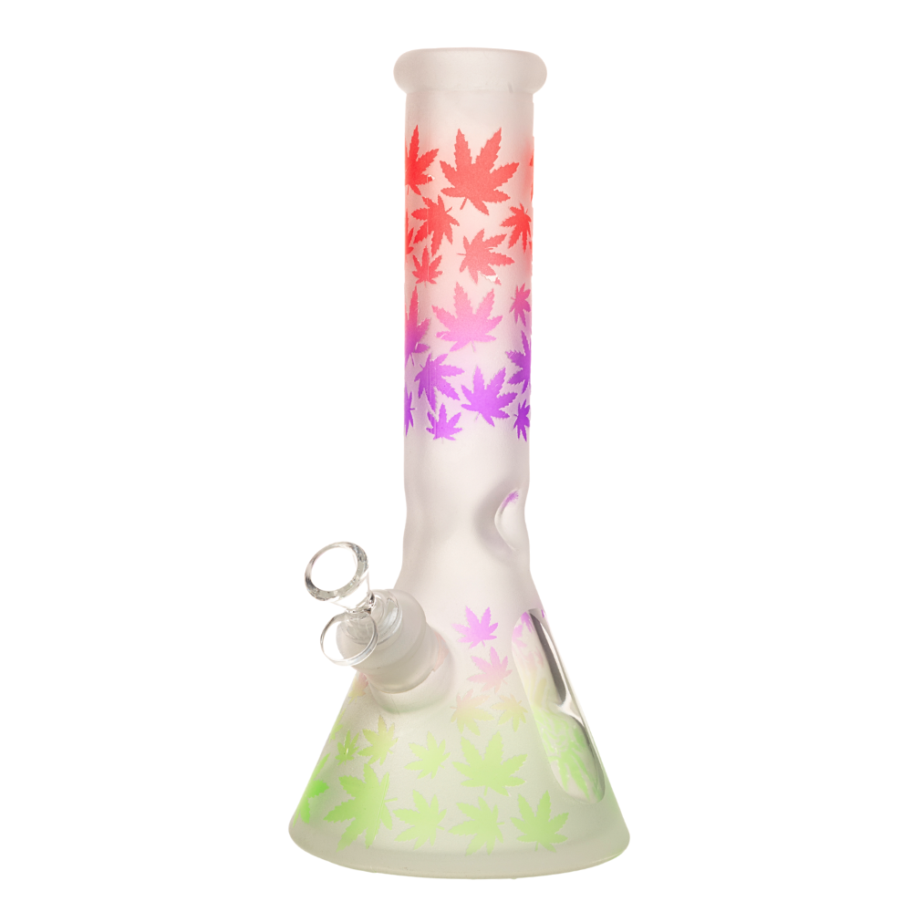 12" 7mm Faded Leaf Glass Bong w/ Gift Box