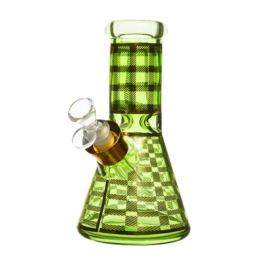 8" 7mm Checkered Glass Bong w/ Gift Box