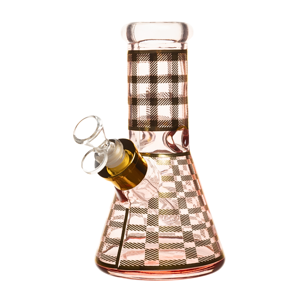 8" 7mm Checkered Glass Bong w/ Gift Box