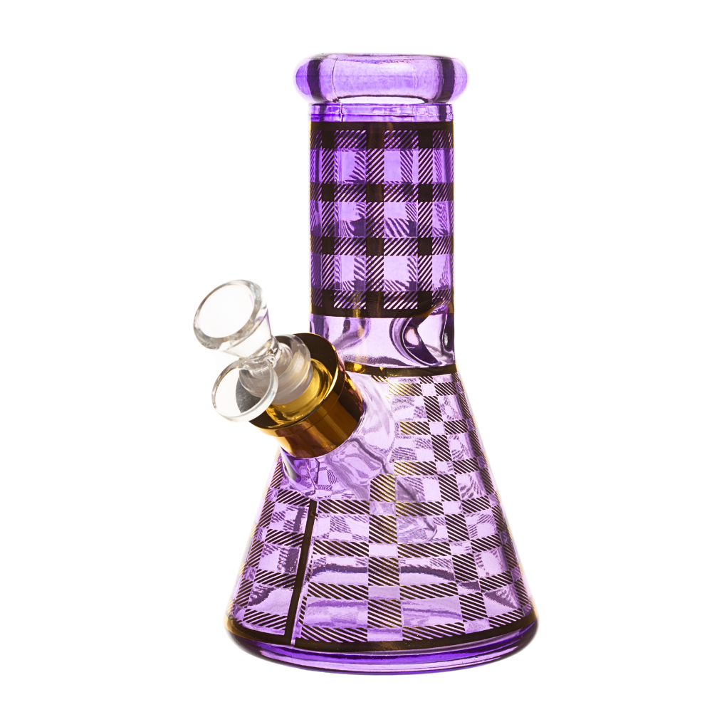 8" 7mm Checkered Glass Bong w/ Gift Box