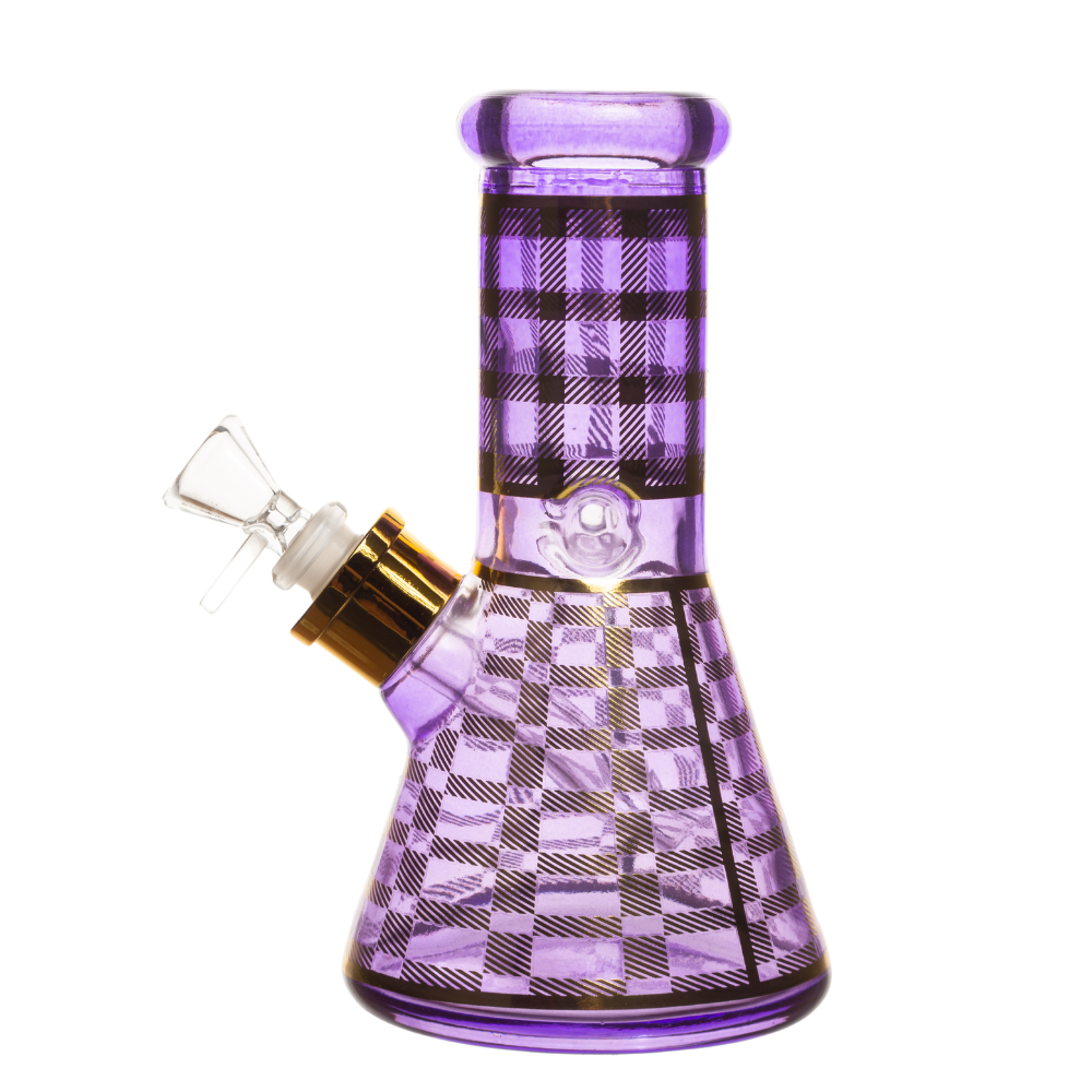 8" 7mm Checkered Glass Bong w/ Gift Box