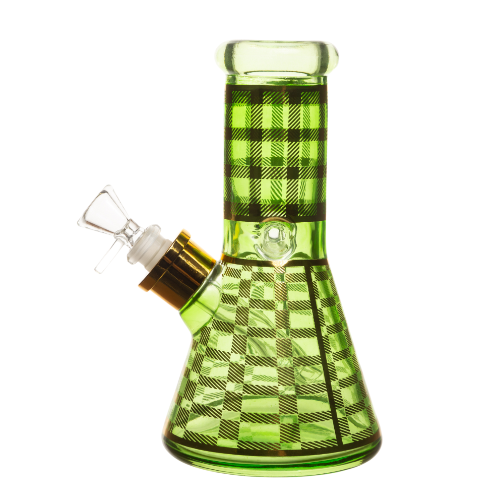 8" 7mm Checkered Glass Bong w/ Gift Box