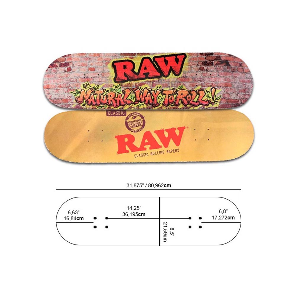 Raw Brown Skateboard Deck Bricks