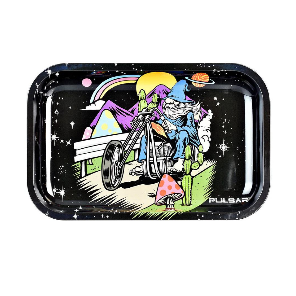 Pulsar X Cheech & Chong Yellow Mini Metal Rolling Tray w/ Lid - Medium