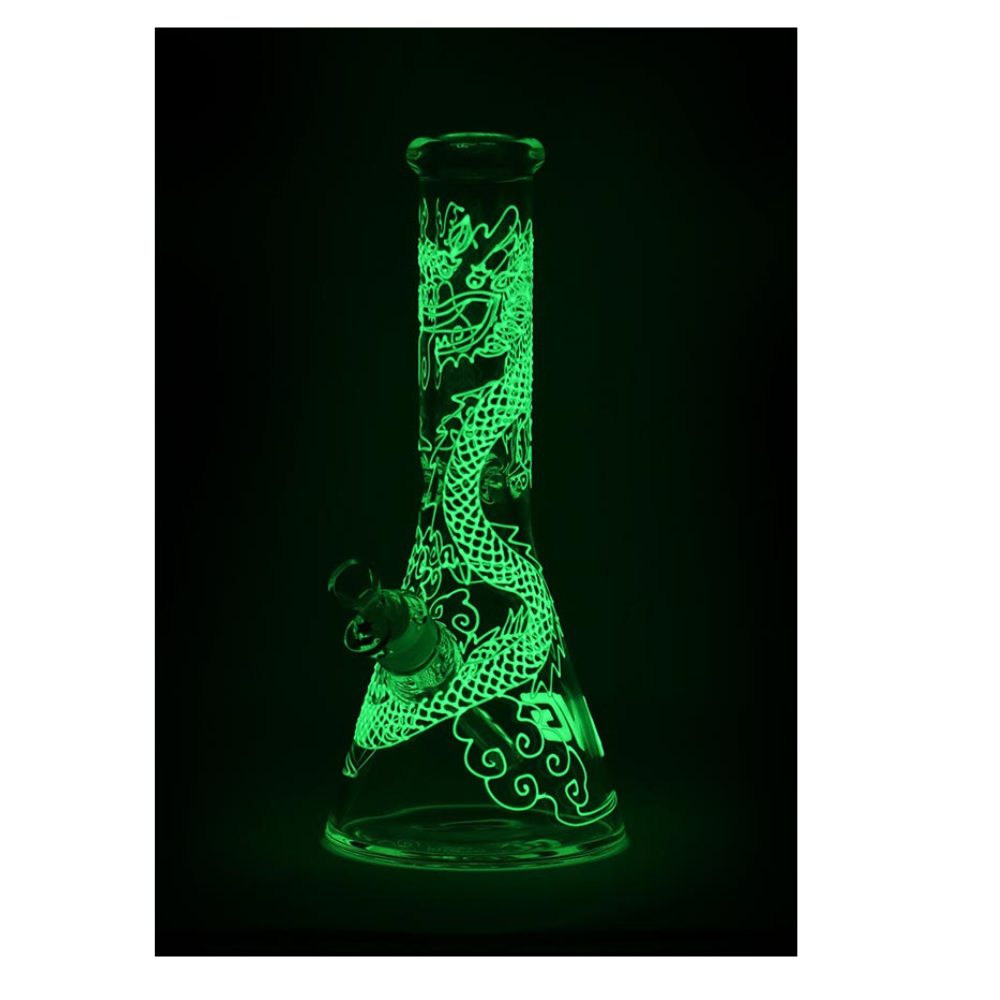 13" Nice Glass Glow-In-The-Dark Dragon Bong