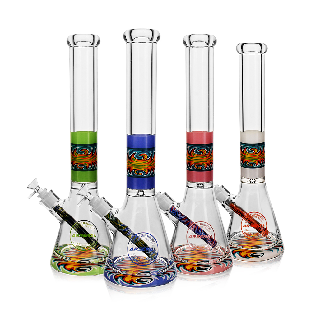 16" 7mm Arsenal Psychedelic Blaze Glass Bong