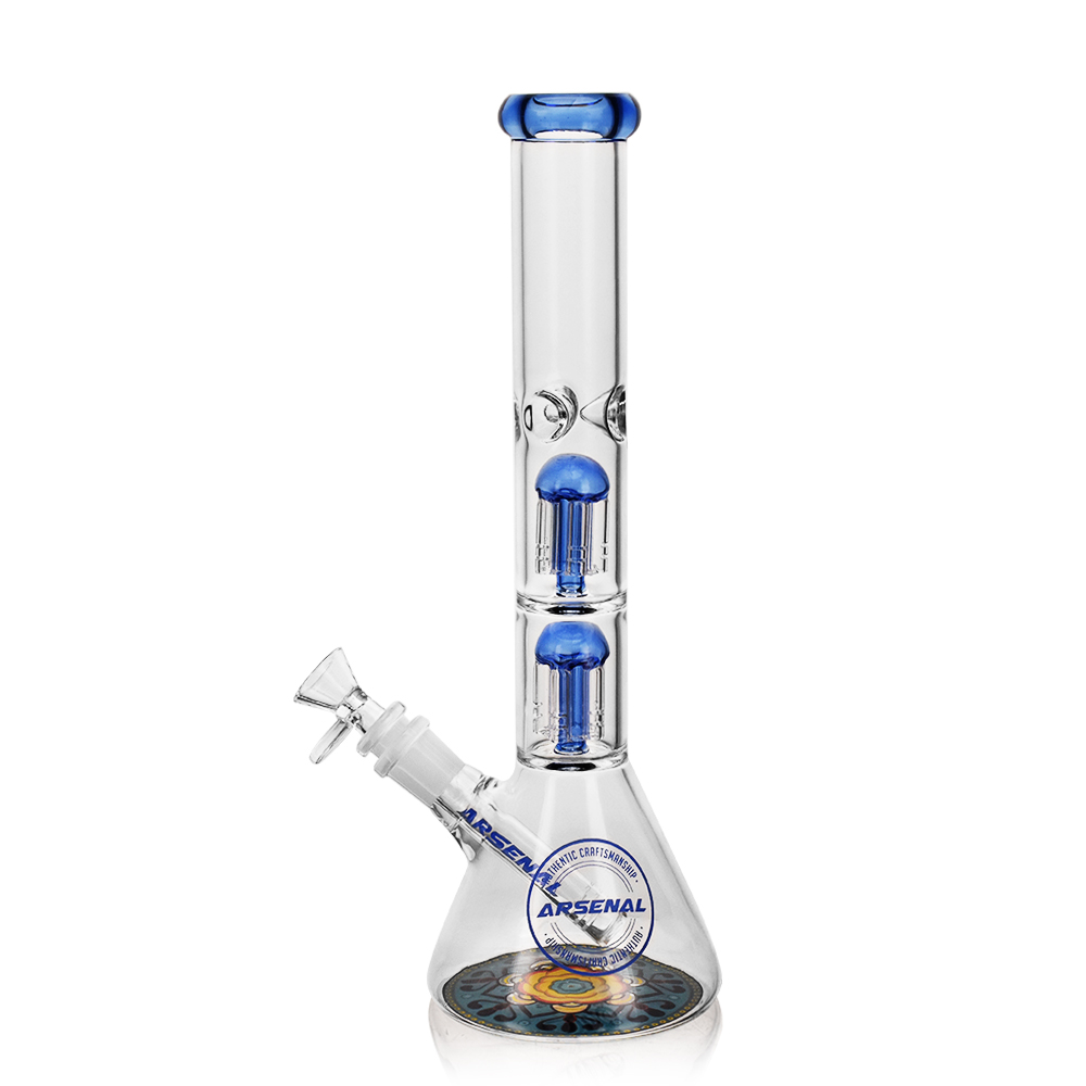 12" Arsenal Double-Perc Glass Bong