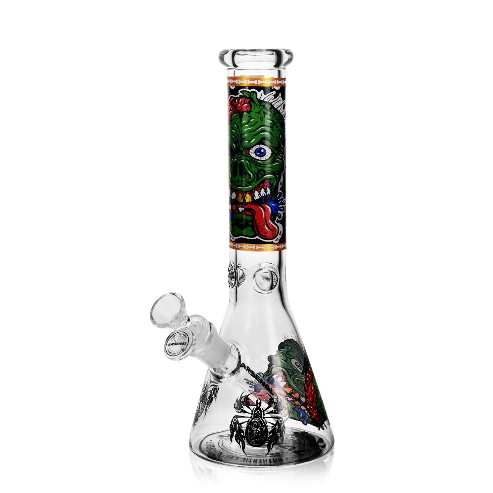 10" 5mm Arsenal Psycho Skull Glass Bong