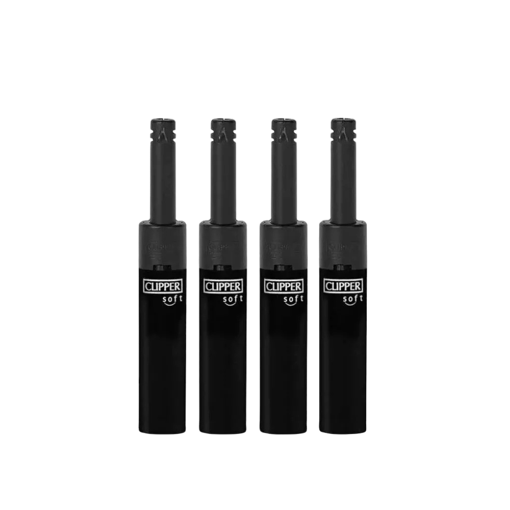 Clipper Mini Tube Black Matte Lighters - 24ct