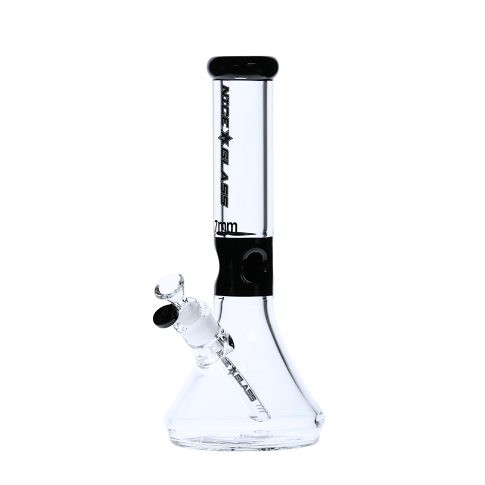 13" Nice Glass 7mm Flat Base Beaker Bong - Assorted Colours