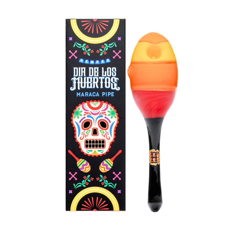 6" Hemper Dia De Los Muertos Maraca Handpipe