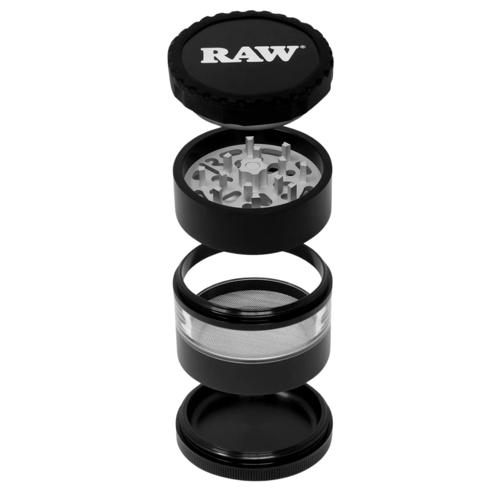 Raw 4pc Life Grinder Black w/ Clear Body