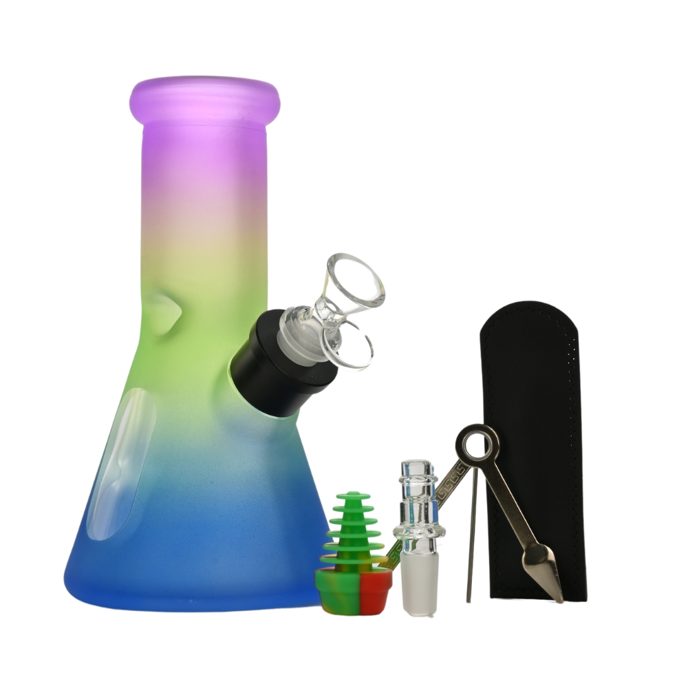 8" Iridescent Rainbow Glass Bong Kit