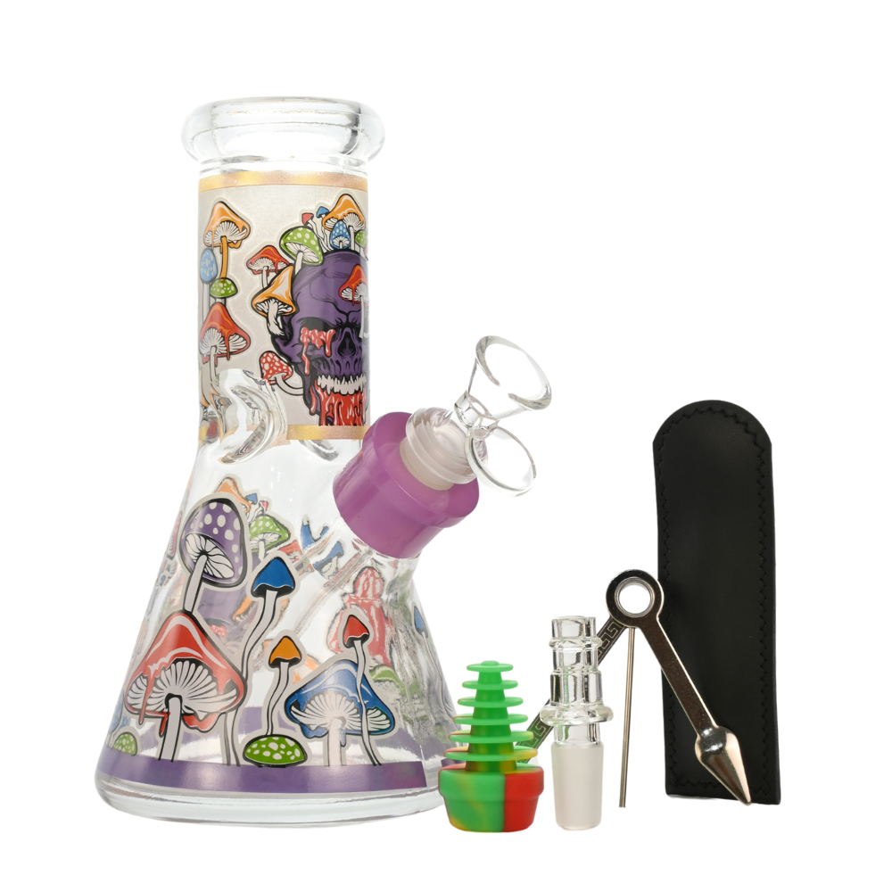 8" Psychedelic Mushroom 5 in 1 Glass Bong Kit