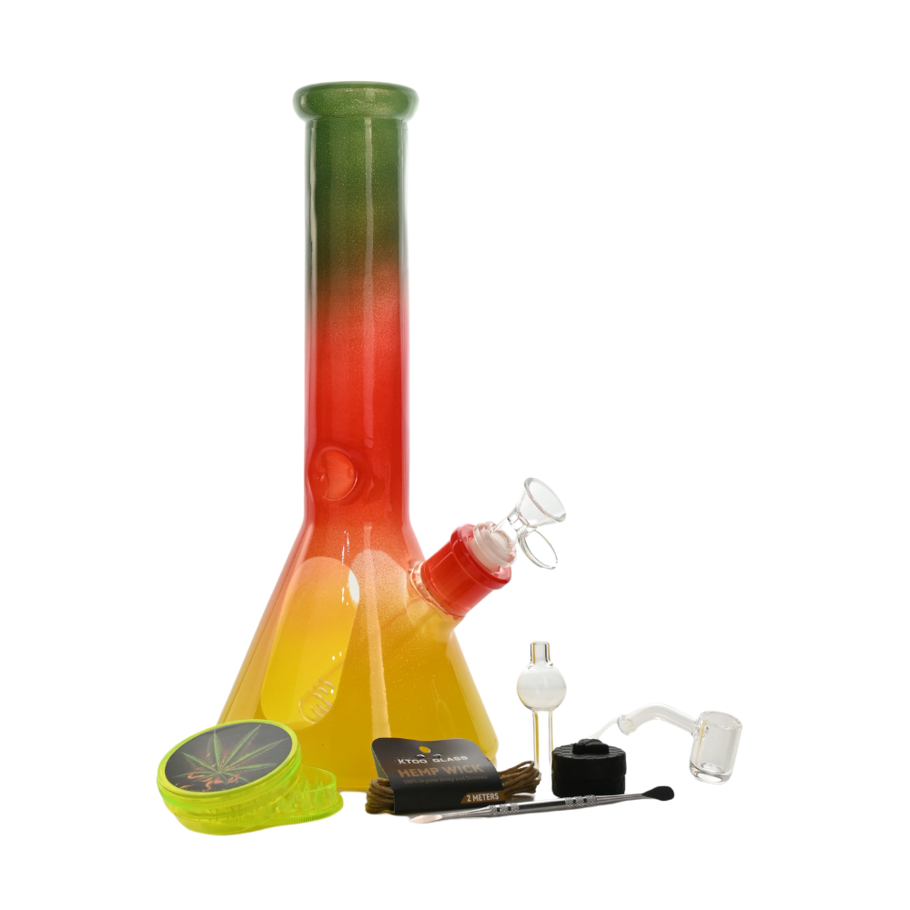 12" Rasta Glass Bong Dab Kit