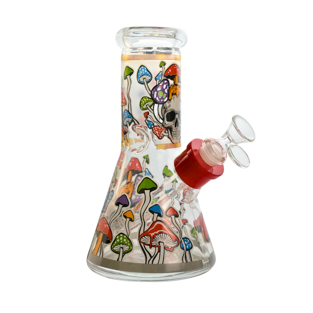 8" Psychedelic Mushroom Glass Bong Dab Kit