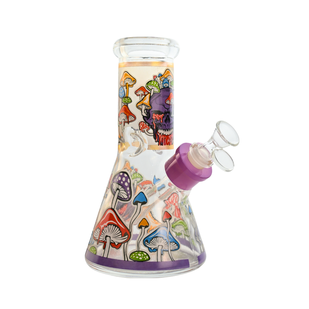 8" Psychedelic Mushroom Glass Bong Dab Kit