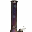 14" 7mm Leafy Scene Chrome Glass Bong