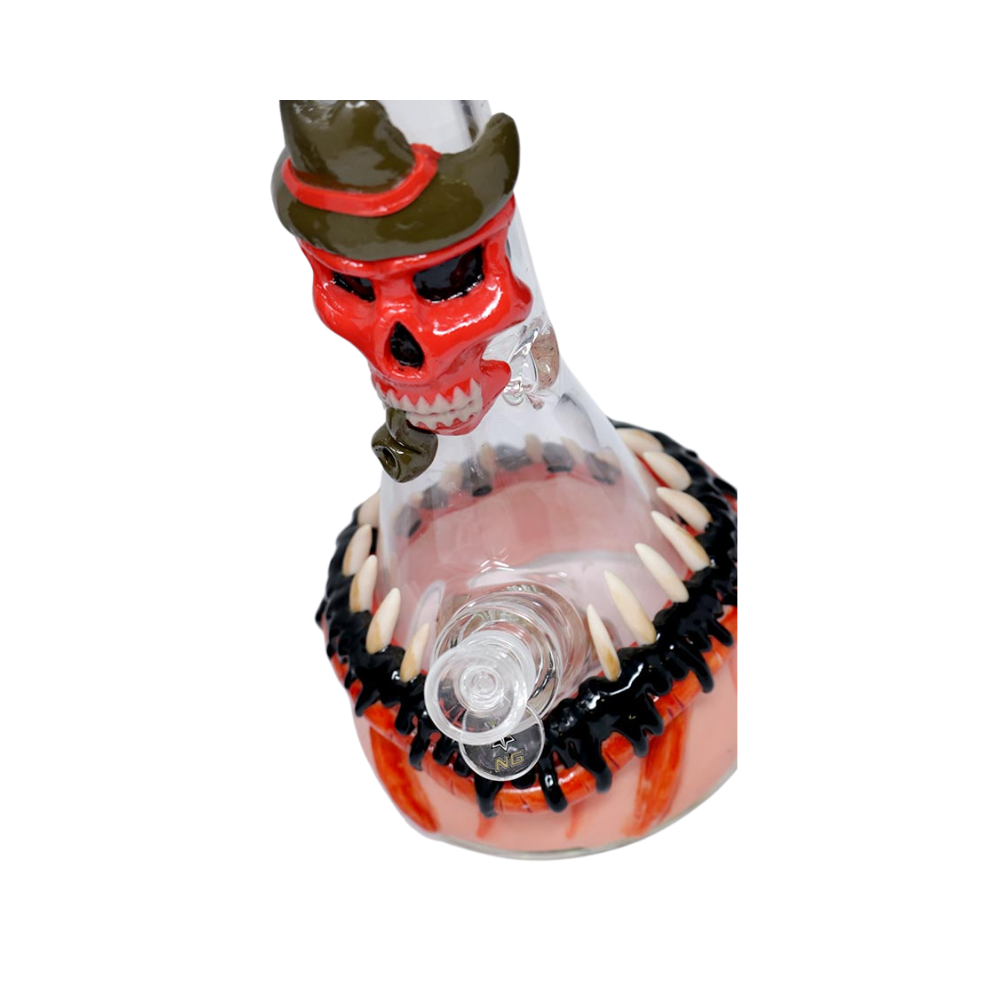 12.5" Nice Glass 3D-Wrap Red Skull Beaker