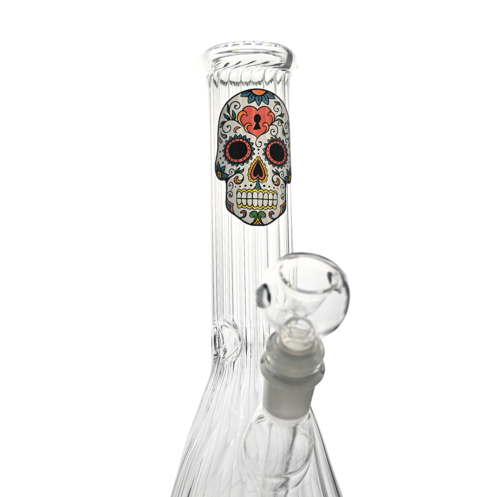 10" Sugar Skull Perrera Glass Bong - 3ct