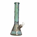 14" 7mm Leafy Scene Chrome Glass Bong