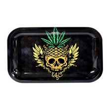 Blazed Skull Metal Rolling Tray - Medium