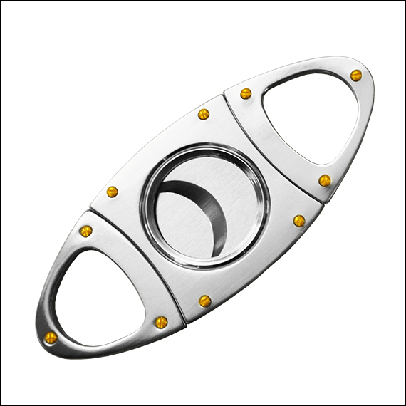 CIGAR CUTTER - WITH RIVET - SILVER (FOOTBALL BALLOON SHAPE)