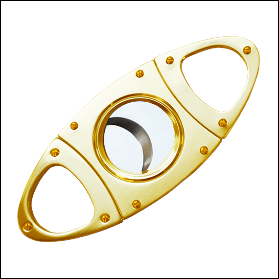 CIGAR CUTTER - WITH RIVET - GOLD (FOOTBALL BALLOON SHAPE)