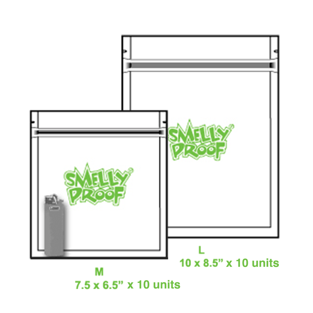 SMELLY PROOF 7.5 X 6.5" MEDIUM (10 BAGS) + SMELLY PROOF 10 X 8.5" LARGE (10 BAGS)- CLEAR