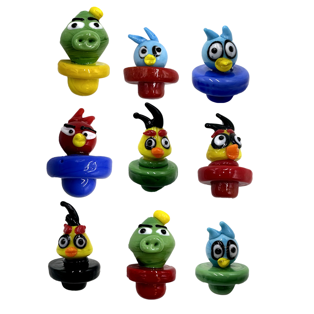 CARB CAP - GLASS ANGRY BIRD - ASSORTED DESIGNS