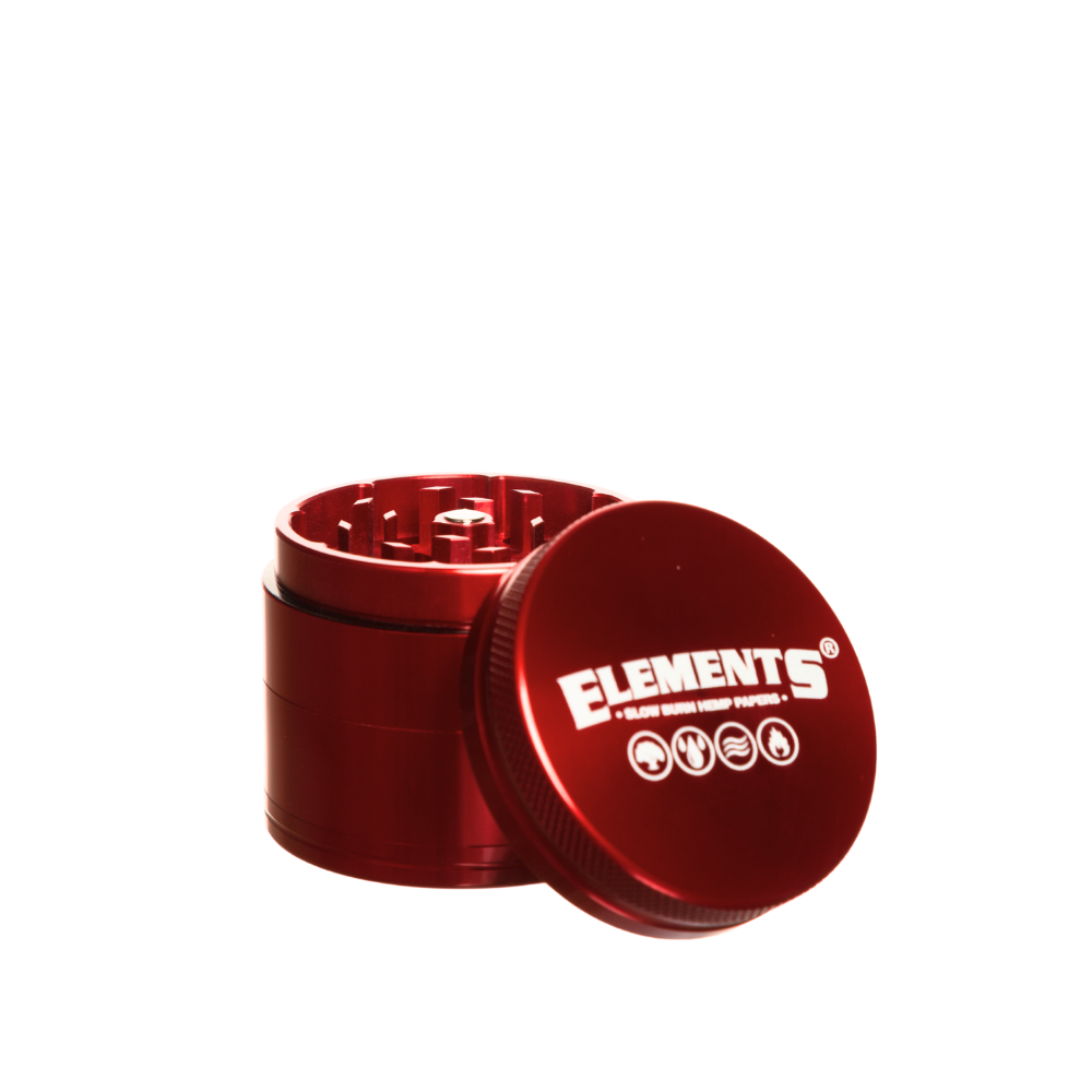Elements 63mm 4pc Red Aluminium Grinder  - Large