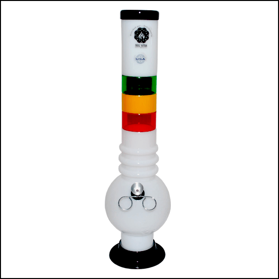 BONG - ACRYLIC - RASTA BUBBLE - MADE IN USA - 14"