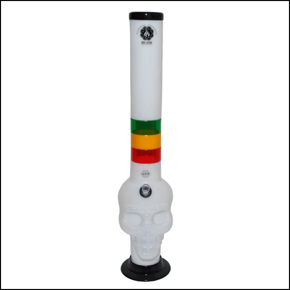 BONG - ACRYLIC - RASTA SKULL - MADE IN USA - 18"