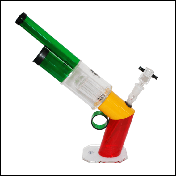 BONG - ACRYLIC - RASTA PISTOL - MADE IN USA - 12"