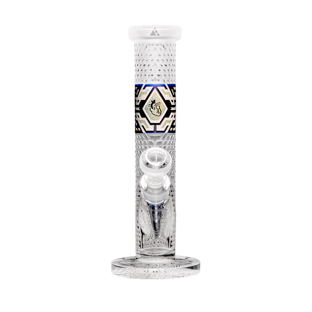 MILKYWAY XP - Blue and Silver Frit Crystallized 12″ Glass Straight Tube - 9mm (MK-070)