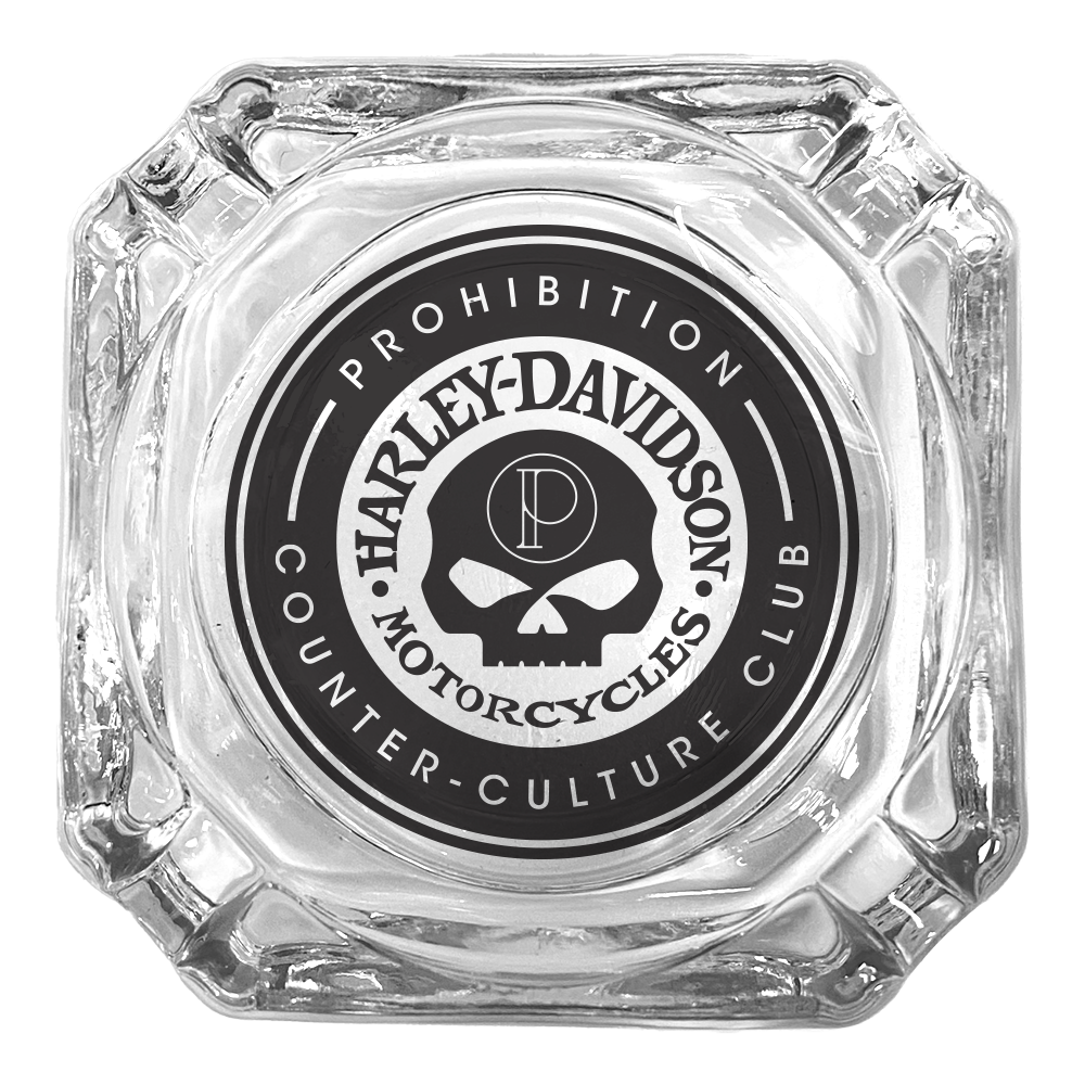 PROHIBITION X HARLEY DAVIDSON SKULL - GLASS ASHTRAY