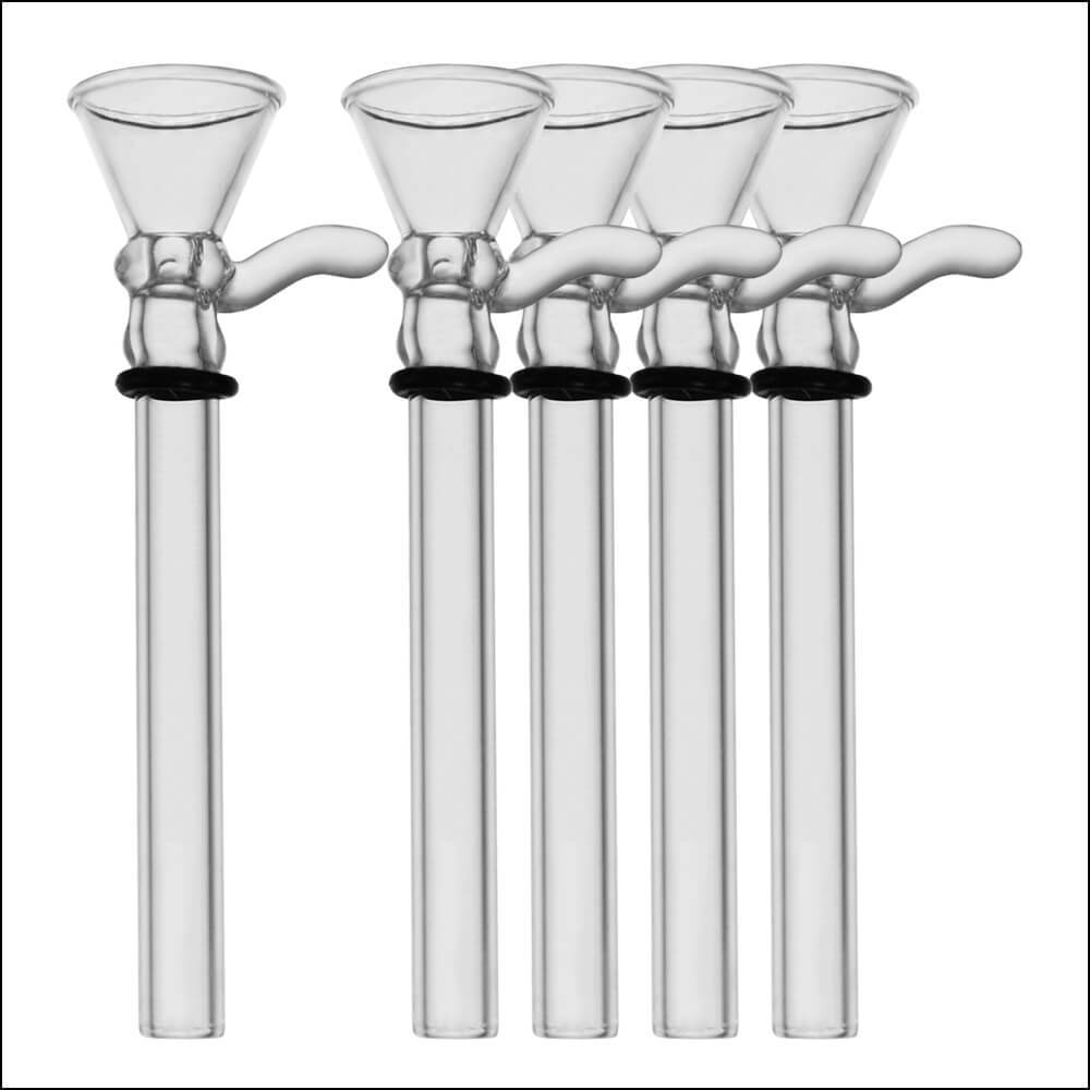 GLASS STEM WITH HANDLE - MALE - LONG 4" (5 PACK)