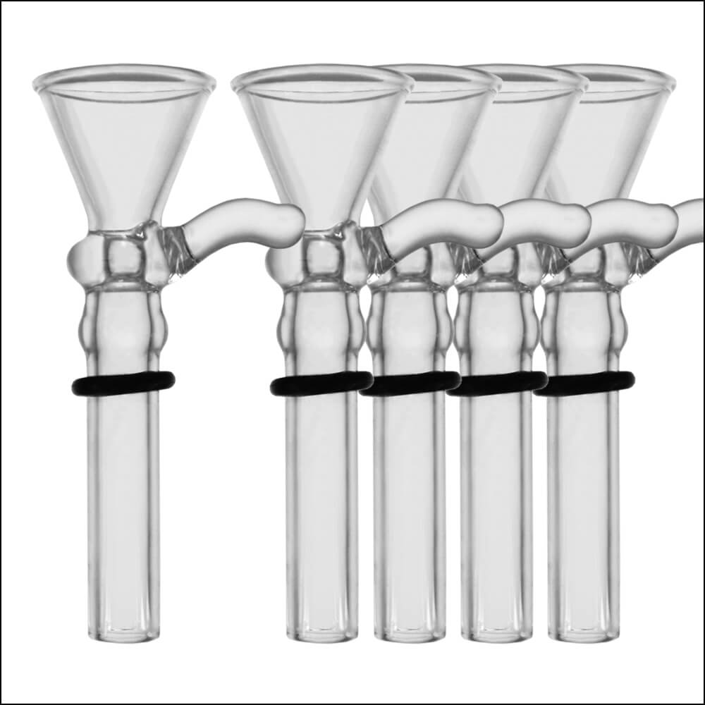 GLASS STEM WITH HANDLE - MALE - SHORT 2.5" (5 PACK)