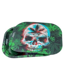 Leaf Skull Metal Rolling Tray - Small