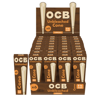 OCB Virgin Unbleached 11/4 Cones - 12ct