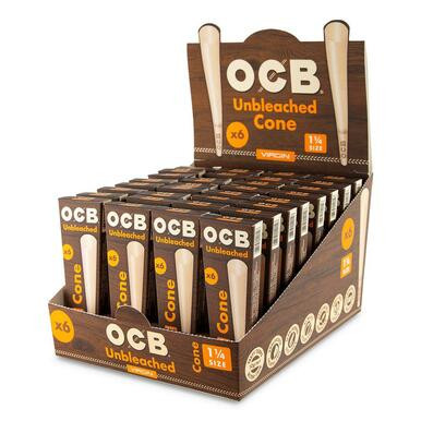 OCB Virgin Unbleached 11/4 Cones - 32ct