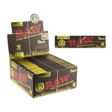 Raw Black Organic Hemp King Size Slim Rolling Paper - 50ct