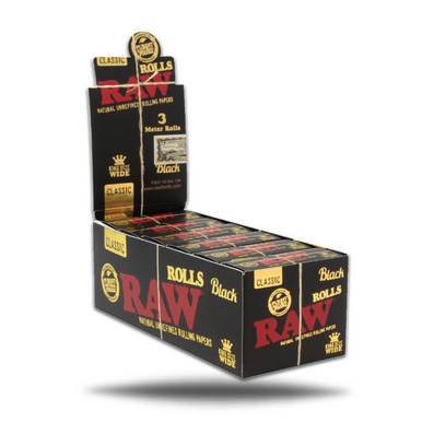 RAW Black Classic King Size 3 Meter Rolls - 12ct